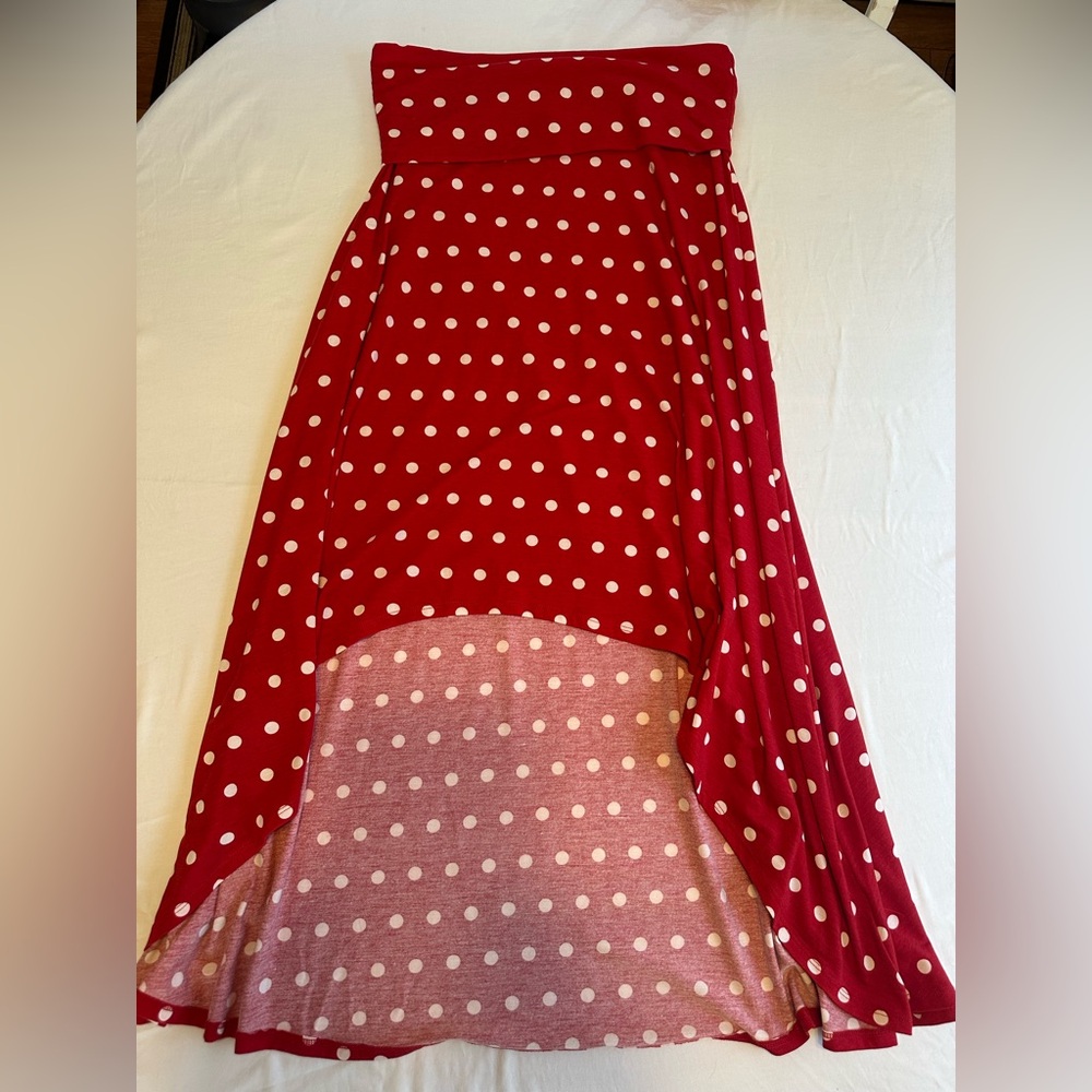 LuLaRoe Red High-Low A-Line Midi Skirt